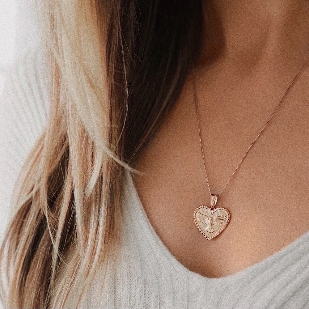 Dove Heart Necklace | 18k Gold Filled - Picture 5 of 8